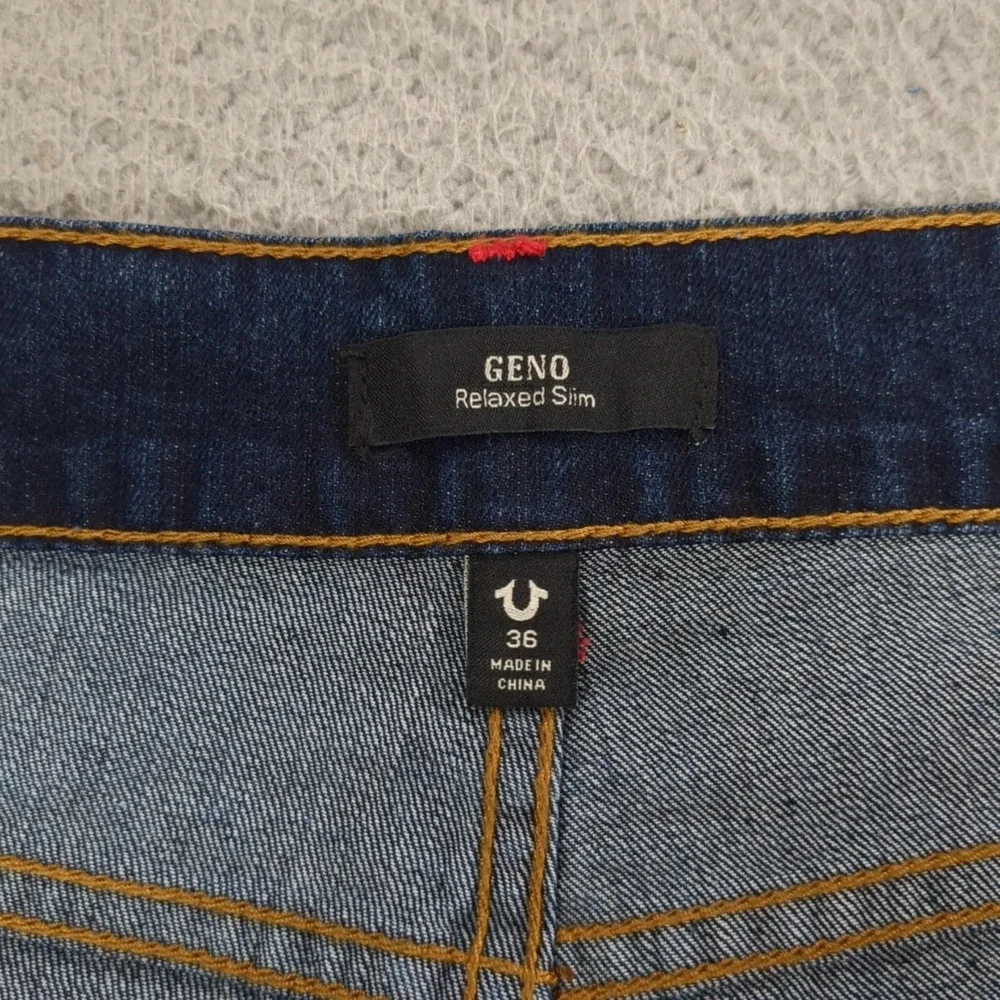 True Religion Geno SN Slim Jeans Mens 36x32 Dark Wash Straight Stretch Denim NWT